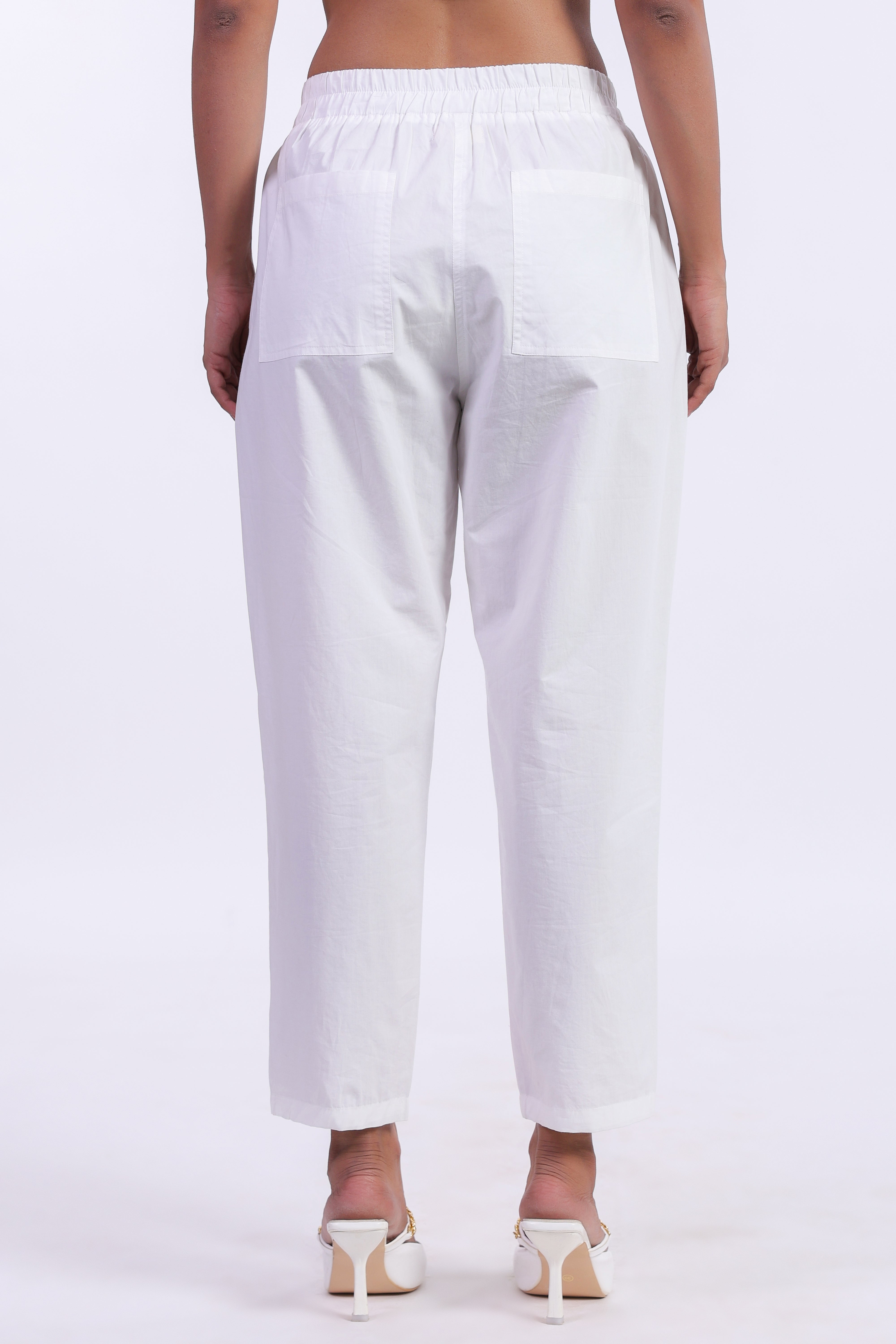 Women’s White Cotton Trouser