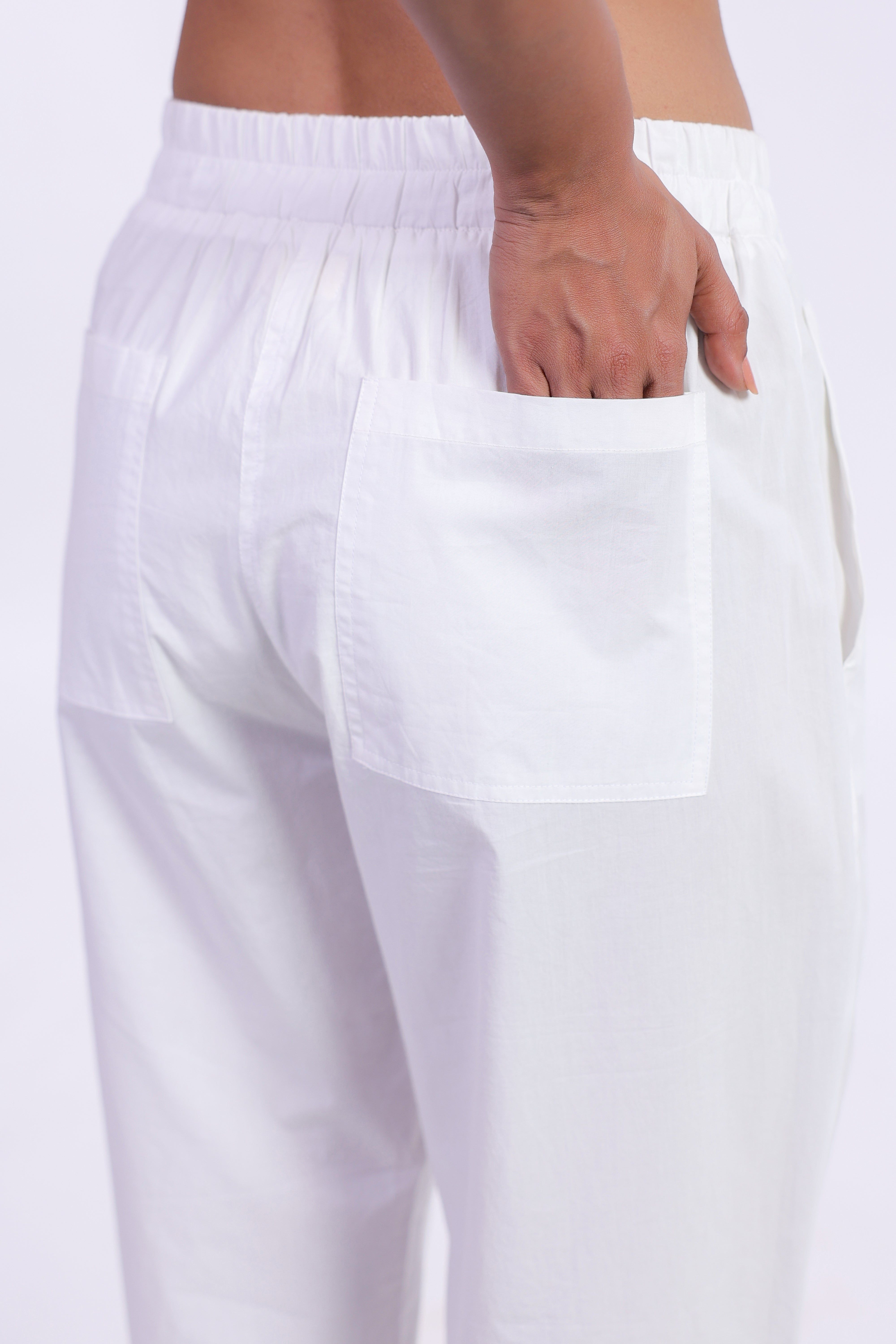 Women White Cotton Trouser