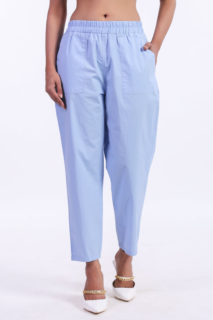 Women’s Blue Cotton Trouser
