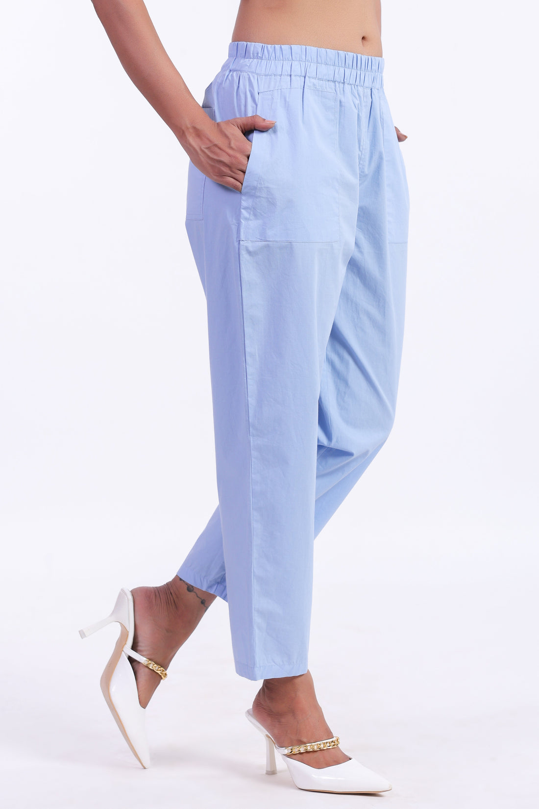 Women’s Blue Cotton Trouser