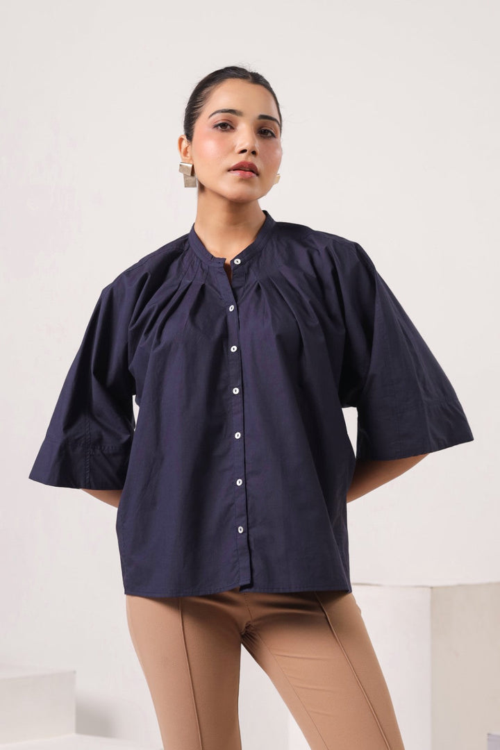 Women's navy cotton tops