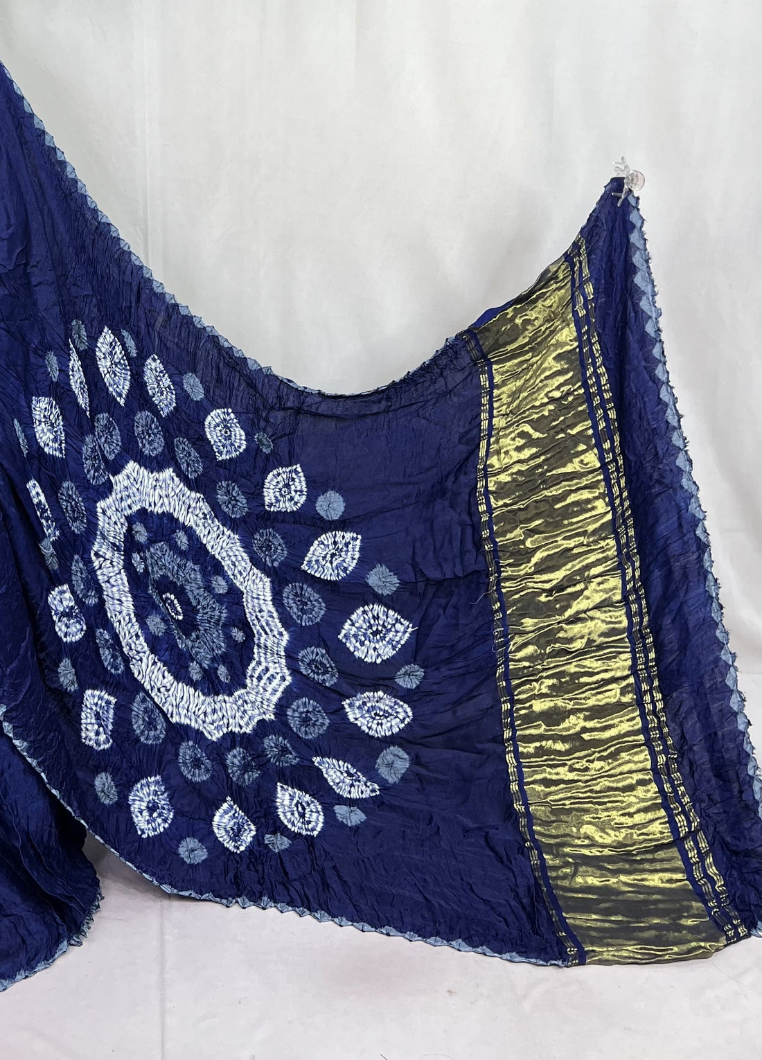 New Fancy Blue Shibori Bandhni Border Pure Modal Silk Plian Saree
